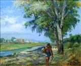 Filippo Martori Savini, Paesaggio fluviale con pescatorello