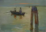 Bricole e barca in laguna by Carlo Passigli, offered Oct 2018