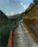 Strada di montagna con figura by Adolfo Tommasi, offered Oct 2018