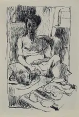 Ritratto di donna con cane by Antonio Scordia, ink on paper, offered Oct 2018