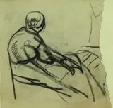 Arturo Checchi, Donna seduta, pencil on paper