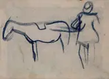 Arturo Checchi, Figura con cavallo, pencil on paper