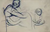 Arturo Checchi, Donna con bambino, pencil on paper