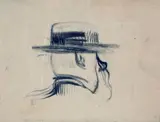 Arturo Checchi, Uomo con cappello, pencil on paper