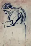 Arturo Checchi, Contadina, pencil on paper