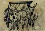 Carro con buoi e figura by Arturo Checchi, 1916, offered Sep 2018
