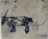 Arturo Checchi, Cavallo, 1919, Sigla e data in basso a destra.