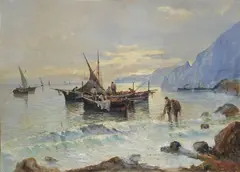 Pescatori a Capri by Fausto Pratella, 1924, offered Sep 2018