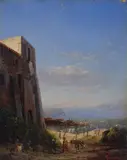 Salvatore Fergola, Rocca con figure sul golfo di Napoli
