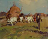 Paesaggio con buoi e pagliaio by Carlo Domenici, offered Sep 2018