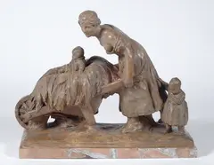 Contadina con carretto e bimbi by Decimo Passani, in terracotta, offered Sep 2018