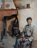 Intorno al focolare by Paulo Ghiglia, 1934, offered Sep 2018