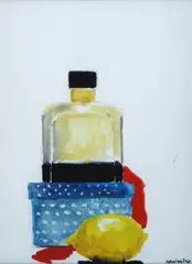 Limone e bottiglia by Gianni Cacciarini, watercolour on paper, offered Jul 2018
