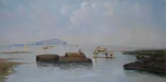 Erminio Kremp, Marina con pescatori, 1891
