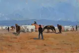 Luigi Salsiccioni Toci, Paesaggio con buoi e figure