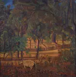 Paesaggio con bovino by Raoul Dal Molin Ferenzona, 1910, offered Jul 2018