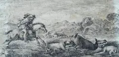 Stefano della Bella, Caccia del cervo, Sul verso: "fecit