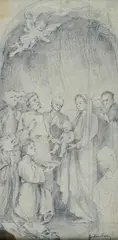 Sacra famiglia con santi by Giuseppe Santelli, offered Jul 2018