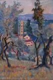 Ferdinando Paolieri, Impruneta, la Chiesa vista dai campi vicini, 1920