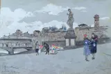 Adolfo Scarselli, Ponte di Santa Trinita, tempera on paper