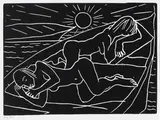 Felice Casorati, Figure al mare, Timbro a secco Atelier Casorati in basso a destra; tiratura in basso a sinistra; Luigi De Tullio editore e stampatore