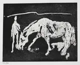 Felice Casorati, Figura con cavallo, Timbro a secco Atelier Casorati in basso a destra; tiratura in basso a sinistra; Luigi De Tullio editore e stampatore