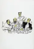 Alberto Fremura, A tavola, lithograph