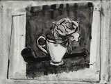 Ennio Pettenello, Rosa con pipa e tazza, mixed media on paper