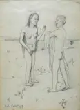 Sulla spiaggia III by Carlo Carrà, 1919, offered Jun 2018