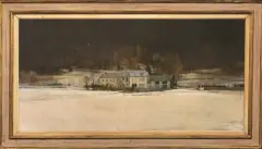 Giorgio Scalco, Contrada con neve 1993, oil on canvas cm