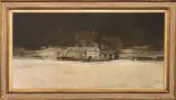 Giorgio Scalco, Contrada con neve 1993, oil on canvas cm