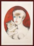 Untitled by Franco Gentilini, Figura femminile con gatto cm, offered Mar 2021