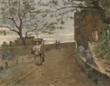 Antonino Leto, Strada Di Paese Con Contadina, oil on canvas