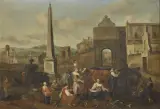 Hendrick Mommers, Mercato A Piazza Del Popolo, oil on canvas