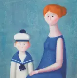 Antonio Bueno, Maternità, oil on masonite cm