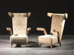 Renzo Zavanella, Coppia di poltrone telaio in, legno