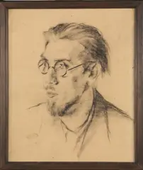 Ritratto Di Neri Pozza by Otello De Maria, charcoal on paper, offered Dec 2020