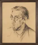 Otello De Maria, Ritratto Di Neri Pozza, charcoal on paper
