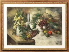 Natura Morta Con Uva by Giancarlo Frezzolini, oil on canvas, offered Dec 2020