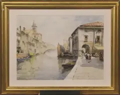 Luigi Pagan, Veduta Di Chioggia, watercolour on paper