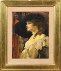 Ritratto Di Signora by Giuseppe Amisani, oil on card, offered Dec 2020