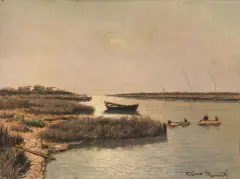 Scorcio Di Canale by Gino Romiti, oil on masonite, offered Dec 2020