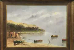 Giuseppe Salvati, Barche, oil on compensato