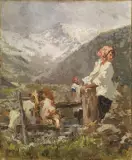 Leonardo Bazzaro, Pastorella, oil on canvas