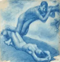 Idillio by Francesco Camarda, matite and pastelli on paper, offered Sep 2020