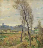 Galileo Chini, Scorcio Di San Miniato Dalla Riva Dell'Arno