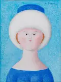 Antonio Bueno, Volto femminile, oil on faesite cm