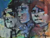 Mino Maccari, I cugini, oil on cardboard cm