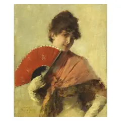 Il Ventaglio Rosso by Edoardo Tofano, oil on canvas, offered Jul 2020