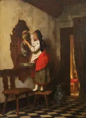 La Cameriera by Camille Alfred Pabst, oil on panel, offered Mar 2020